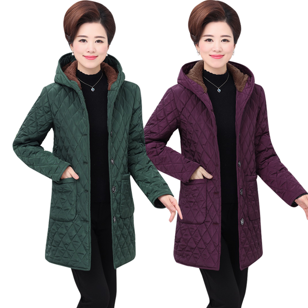

autumn middle-aged women's parkas long jackets female plus velvet lamb hooded coats middle-aged mother winter jacket 5xl w1782, Black