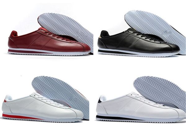 

с box 2020 классический cortez basic leather повседневная обувь дешевые мода мужчины женщины черный белый красный золотой скейтбординг кросс, Black