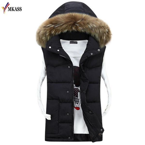 

2017 winter new men's fashion outerwear leisure casual vest coat warm sleeveless jacket men waistcoat, Black;white