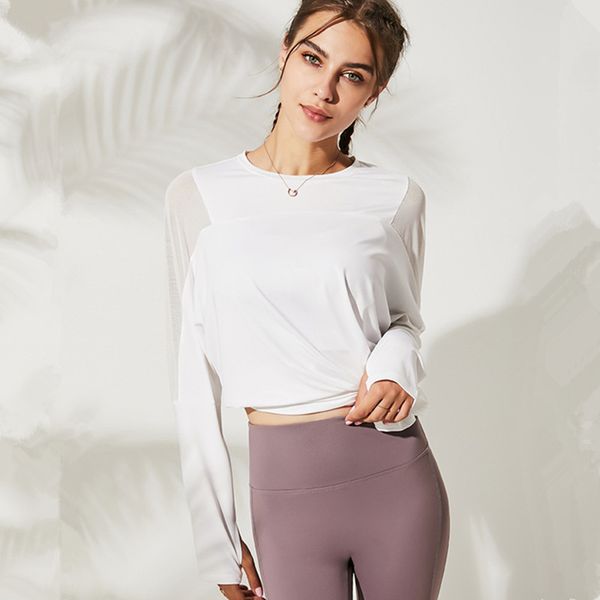 

new network patchwork women perspective sports long sleeve t shirts quick-drying loose fitness gym women yoga t-shirt, White;red