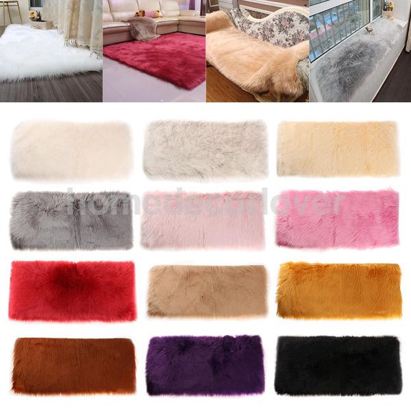 

shaggy soft non shed artificial sheepskin rug, floor carpet sofa chair cover cushion windowsill mat balcony carpet rug 80x50cm blanket