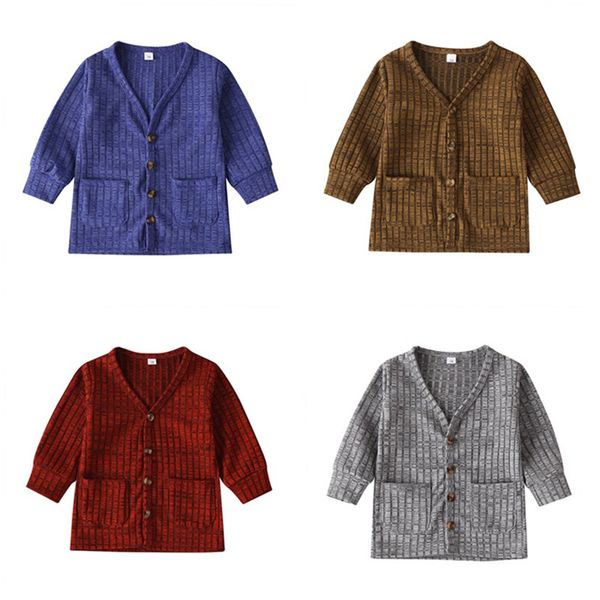 

pudcoco повседневная детские малыш дети вязаный свитер мода новый плед кардиган пальто с длинным рукавом верхняя одежда топы для девочки мал, Blue