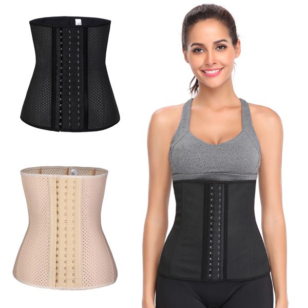 

new breathable elastic waste trainers for women latex body shapersteel boned corset waist trainer belt waist trimmer short long for 30cm 947, Black;white