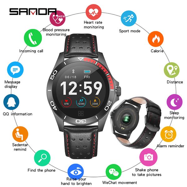 

sanda smart watch ck21 ip67 waterproof heart rate monitor blood pressure fitness tracker men women smartwatch for ios android, Slivery;brown