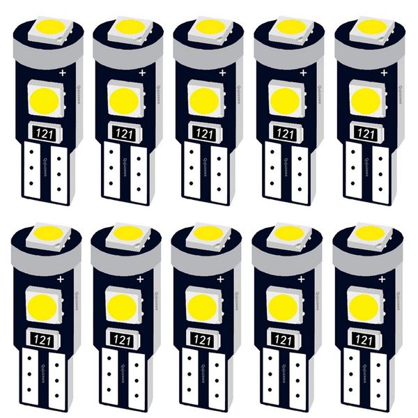 

10pcs t5 w1.2w 27 74 86 206 super bright 3 smd 3030 led car interior light auto side wedge dashboard gauge instrument lamp bulb