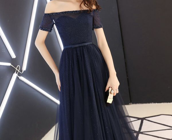 

dark navy bridesmaid dresses strapless shining sequins pleats tulle long bridesmaid dresses lace-up back, White;pink