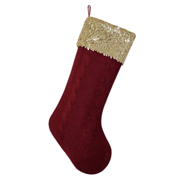 

cable knit christmas gifts socks/christmas decoration/ knitting with sequin blingbling christmas stockings