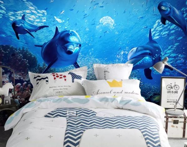 

3d обои на заказ росписи шелковые наклейки на стены 3d телевизор установка моды стены красивые дельфина подводный мир фото 3d настенные фрес