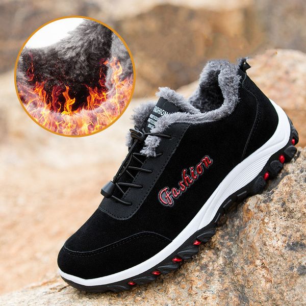 

39-44 winter shoes men fur warm 2020 new men boots plush anti skidding winter boots blue black gray