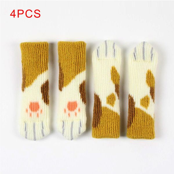 

4pcs non-slip chair leg sock cat style table leg cover home furniture floor protector knitted furniture pads