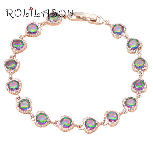 

trendy heart style rainbow zirconia bracelets for women excellent gifts silver filled elegant fashion jewelry tb745, Black