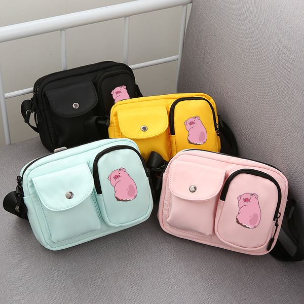 

fashion phone messenger bags for women men, cute cartoon pig student girl bags, high capacity watertight shoulder crossbody bag