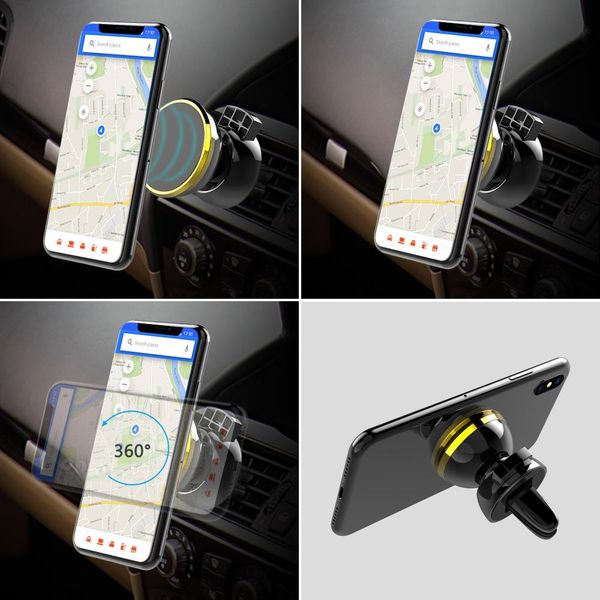 

новый сильный магнитный автомобиль air vent mount 360 градусов вращения универсальный держатель телефона с пакетом для мобильного телефона
