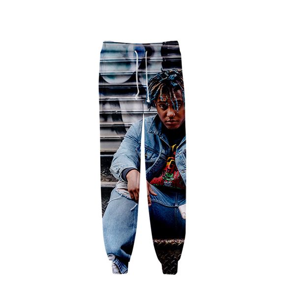 

juice wrld mens designer pants fashion 3d digital print drawstring panelled mens pants casual males clothing, Black