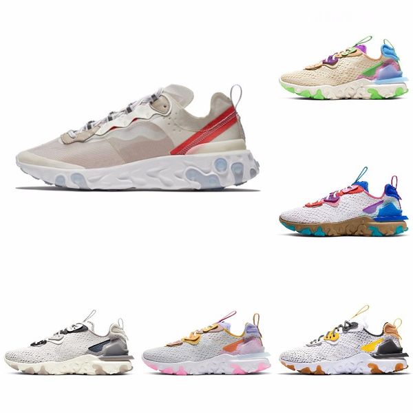 

new ashion react element running shoes fo men women light bone triple black royal solar team red mens trainers sports sneaker runner s#07116