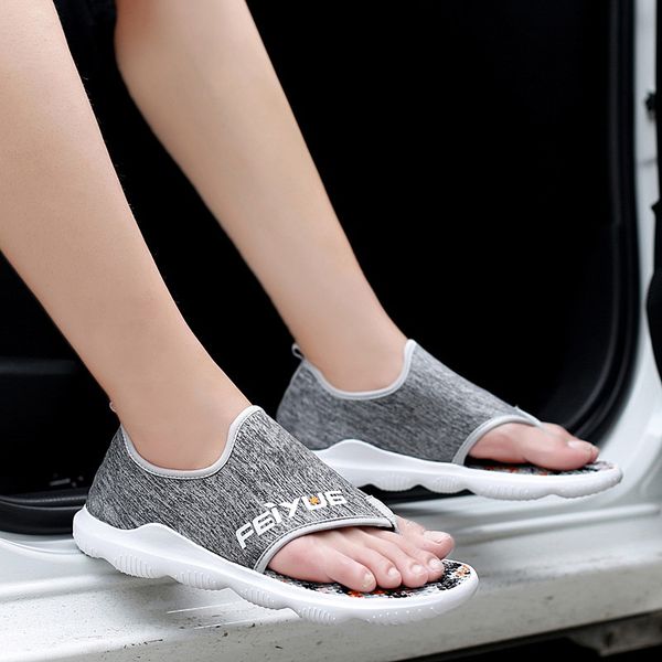 

2019 summer new style youth korean-style trend beach shoe breathable cool casual split toe ethnic-style slipper men's, Black