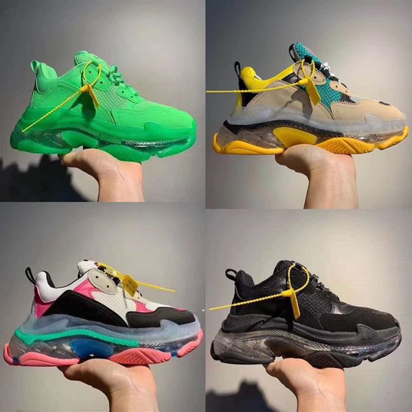 

роскошные paris triple s 3.0 кроссовки прозрачный азот кристалл подошва кроссовки мужчины женщины кроссовки дизайнер черный белый eur 36-45, White;red