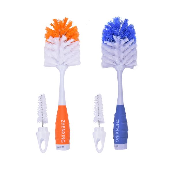 

2 in 1 baby nylon bottle brushes for cleaning kids infant child milk feed bottle nipple pacifier nozzle tube cleaning brush