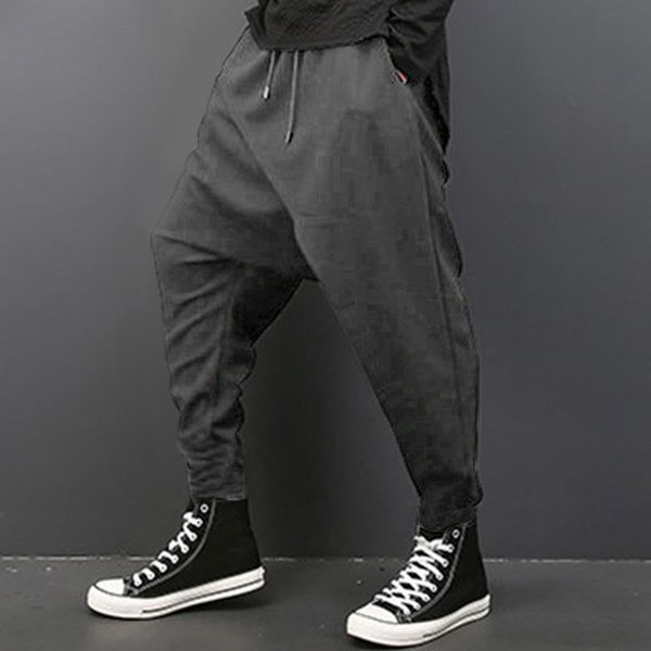 

men size plus hop drape baggy crotch harem hip drop dancing pants trouser pants punk gothic casual style harem men rvejk, Black