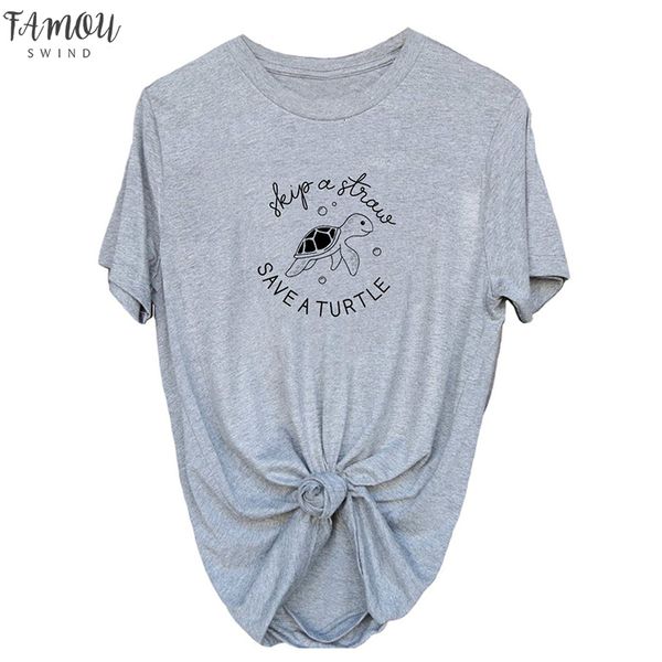 

skip a straw save a turtle t shirt funny slogan women fashion grunge t graphic tee vintage shirt dropshipping, White