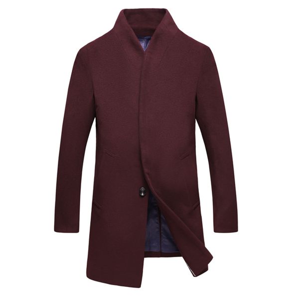 

winter new fashion men solid color single breasted long trench coat / men casual slim long woolen cloth coat large man overcoat, Tan;black