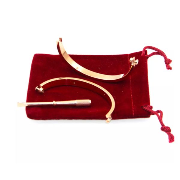 

Мода розовое золото 316L нержавеющей стали винт браслет с отверткой и бархат мешок