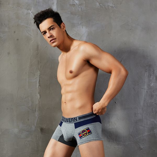 

xibin men's boxer underpants underpants stitched underwear u-shaped middle waist big boxer underwear, Black;white