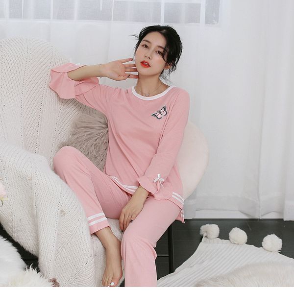 

new pajamas milk silk spring and autumn long sleeve fund single woman round neck home furnishing serve 2 color 4 code  - xxl, Blue;gray