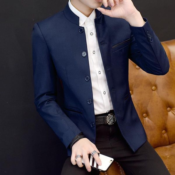 

spring and summer new style men's wear korean-style slim fit stand collar business leisure suit men slim blazer s, White;black