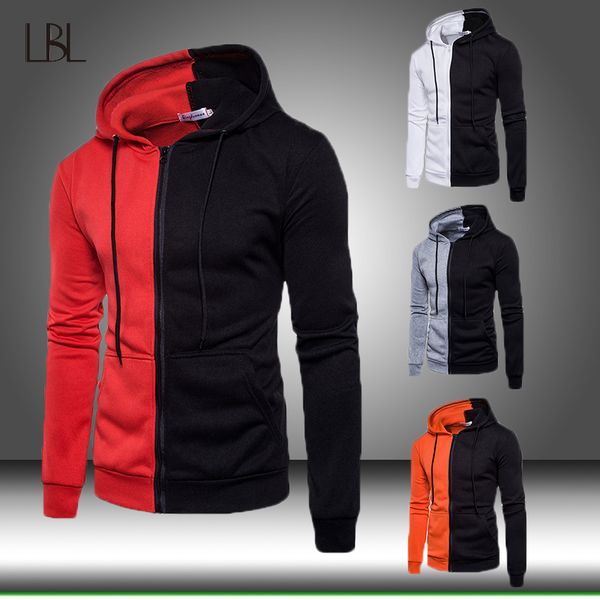 

толстовка мужская осень зима casual лоскутная мужчины slim fit фуфайка hoodies top мужская теплая открытый спорт top male hoody coat, Black