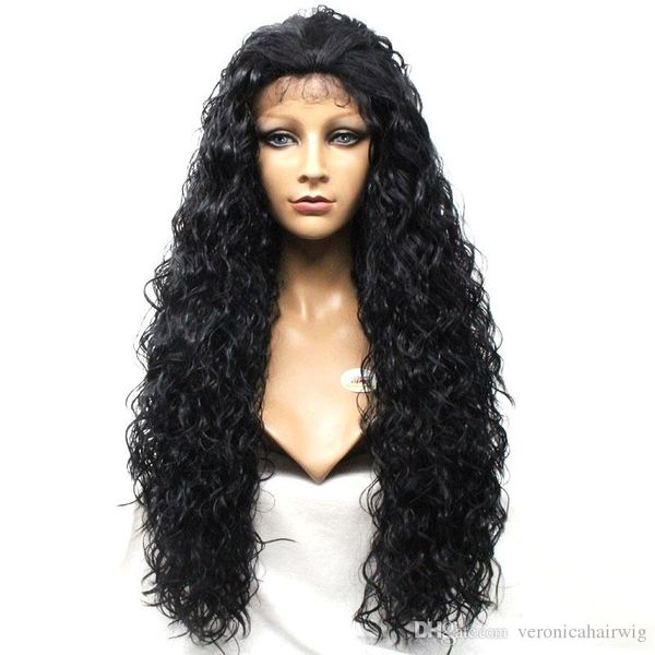 Natural Hairline 180 Density Heat Resistant Fiber Glueless Curly