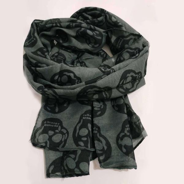 

autumn female skull print scarf women cotton linen scarf summer beach long shawl wraps elegant lady soft thin head wraps, Blue;gray