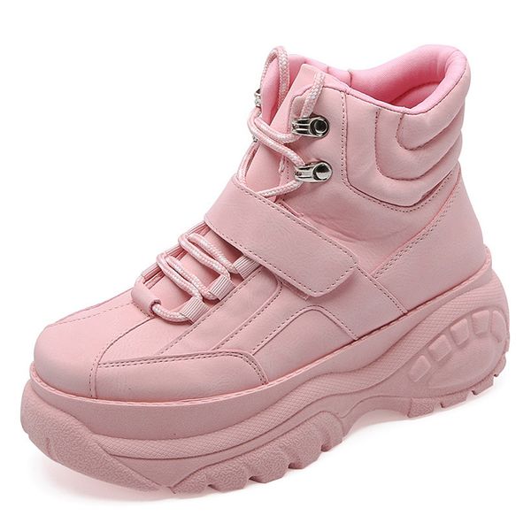 

new women's boots autumn chunky sneakers women platform boots female winter keep warm booties increase height women shoes, Black