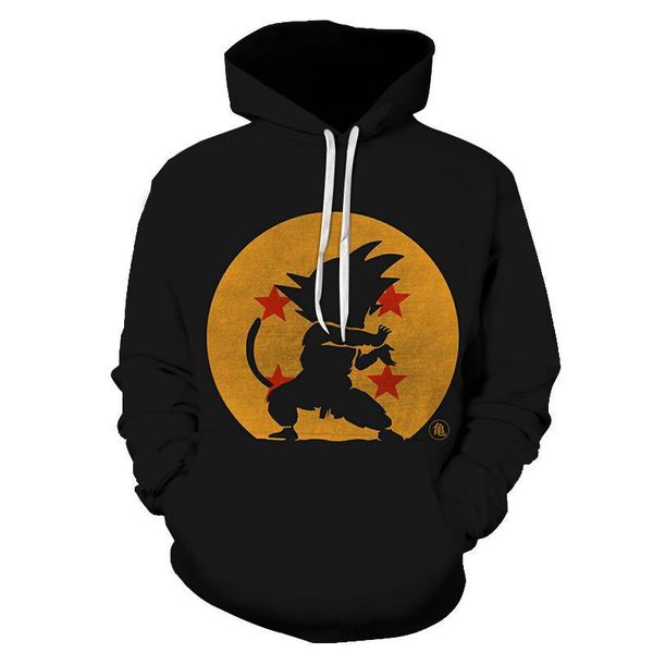 

autumn mens dragon ball designer hoodies crew neck pullover long sleeve homme clothing 3d print fashion cartoon casual apparel, Black