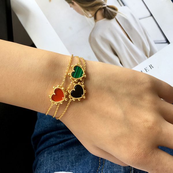 

ghidbk минималистского сердце природной shell подвеска браслеты dainty цветные камень браслеты для женщин ручного деликатного демонстрационн, Black