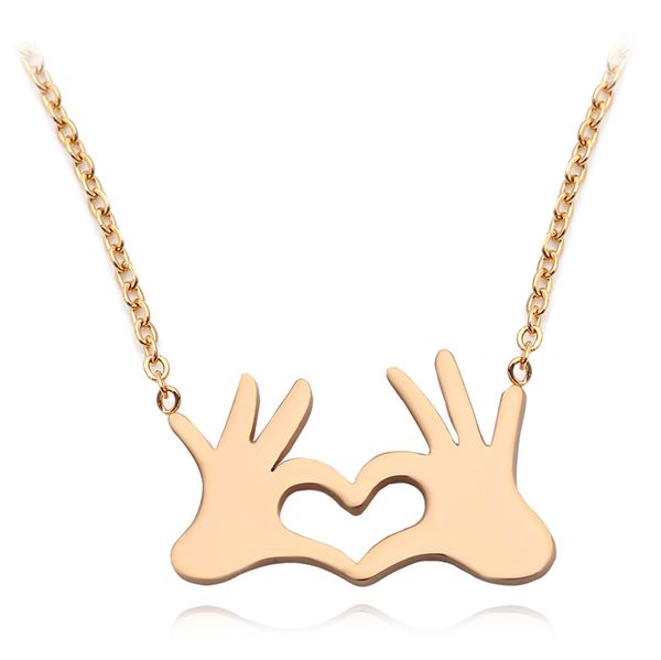 

stainless steel silver gold palm hollow heart pendant necklace chain family friend women girl lover charm wedding jewelry gift