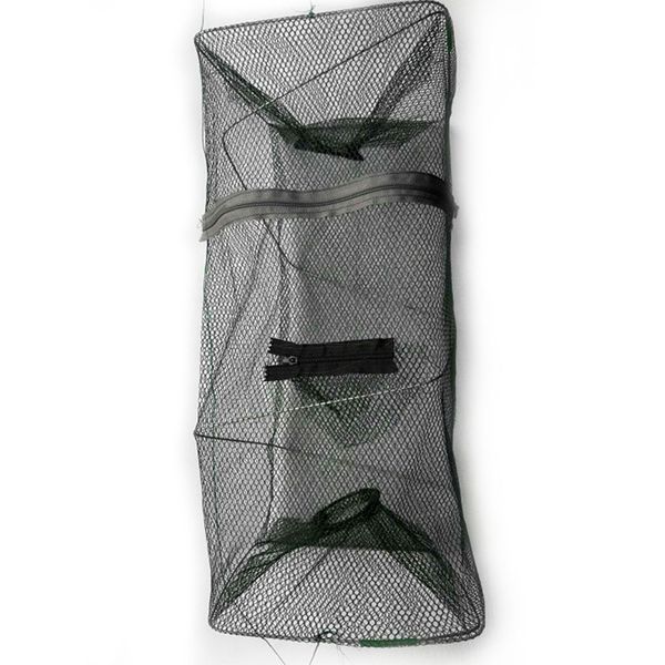 

2 pcs foldable portable cylindrical fishing net crayfish pot fishing tackle