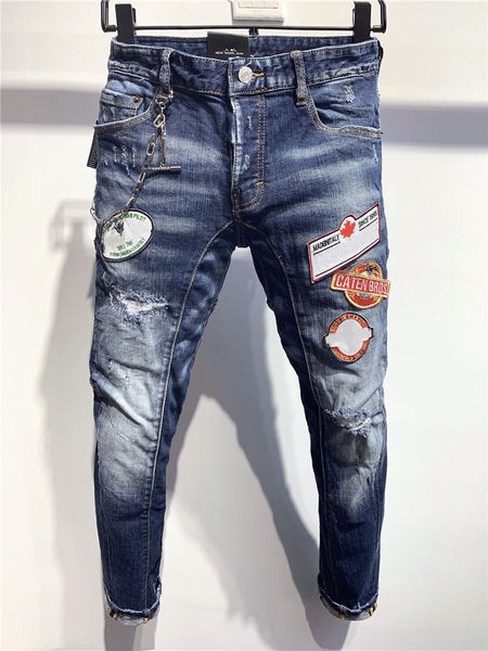 

dsquared2 dsq2 ss20 новое поступление d2 высокое качество бренд дизайнер мужчины джинсовые прохладный парень джинсы вышивка брюки мода отвер, Blue