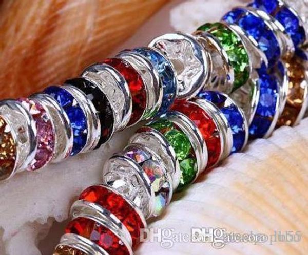 

8mm 10mm 200 pcs/lot mixed random color crystal rondelle spacer beads, gold plated jewelry rondelle spacer loose bead g7645 w62 e23