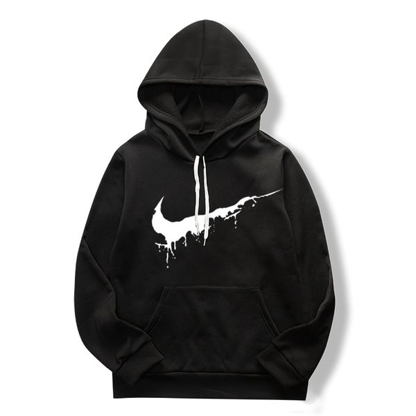 

threaded cuff hoodies street wear solid color printed hoodies sweatshirts for men fashion spring hip pullovers, Black