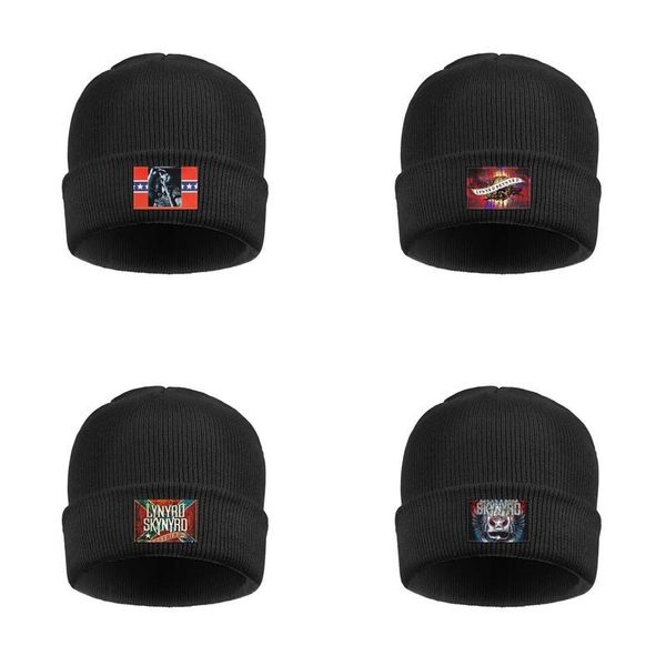 

fashion lynyrd skynyrd skull rock band cuff toboggan watch beanie hat vintage hats the essential collection ronnie van zant red black, Blue;gray