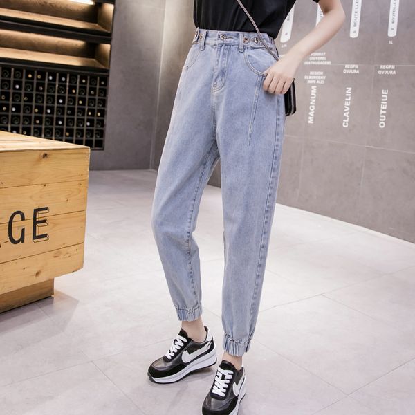 

women jeans blue spring 2020 women's casual small feet harun legged ankle length pants slim fit streetwear pants jeans 70g