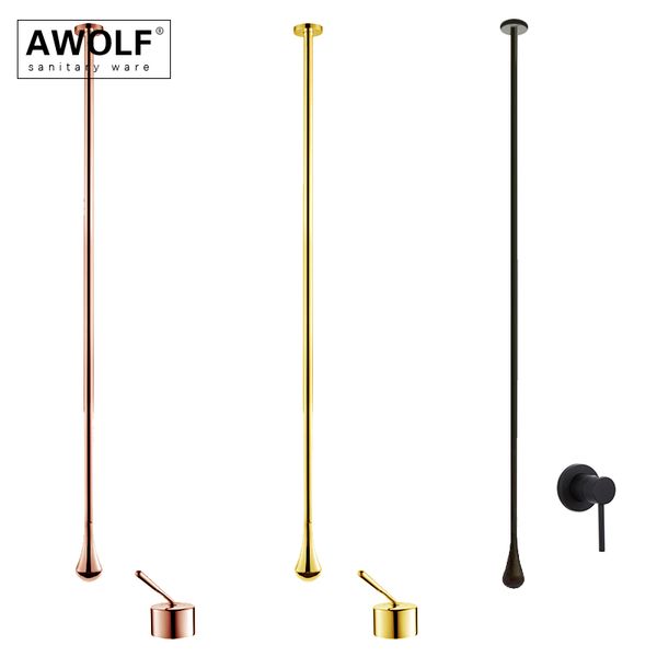 

bathroom hang ceiling basin faucet bathtub spout tap solid brass wall mounted black gold white rose gold mixer tap