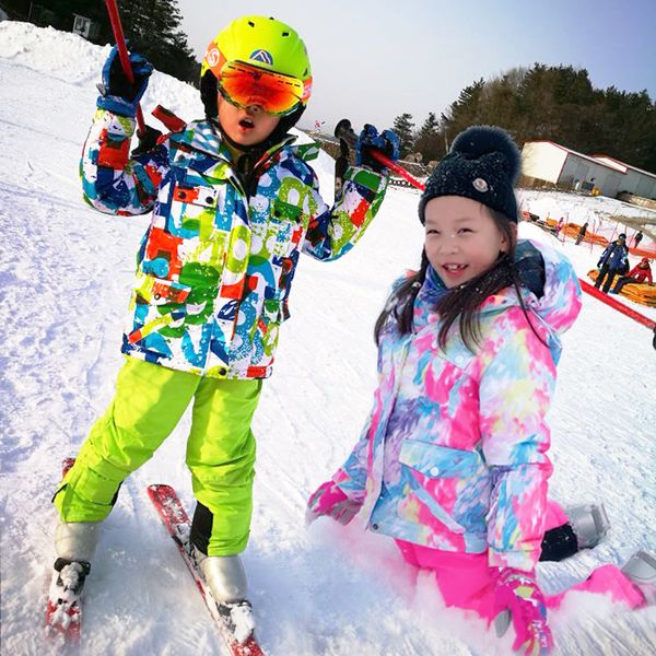 

crianÃ§as de alta qualidade terno de esqui super quente das meninas dos meninos calÃ§as conjunto jaqueta esqui snowboard Ã prov