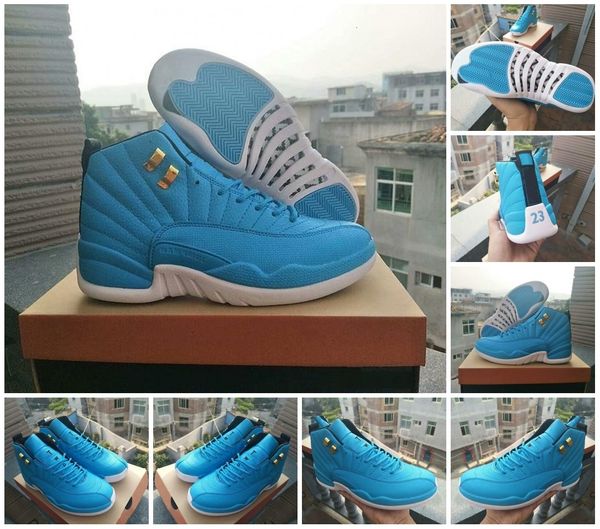 

university blue 12s gs men athletic sports shoes 130690s-430 metallic gold black leisure sports shoes mens sneakers