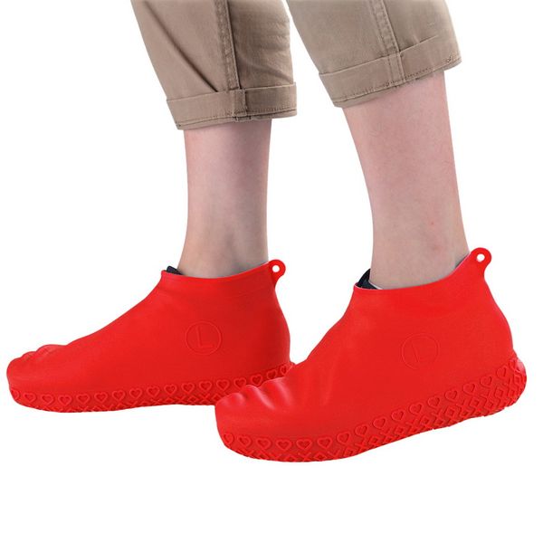 

2020 reusable waterproof silicone shoe covers accessories non-slip rain shoes covers new outdoor camping boot waterproof cover, White;pink