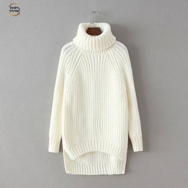 

sweater women turtleneck pullover polyester split female casual warm sale clothing knitted sweater bottoming, White;black