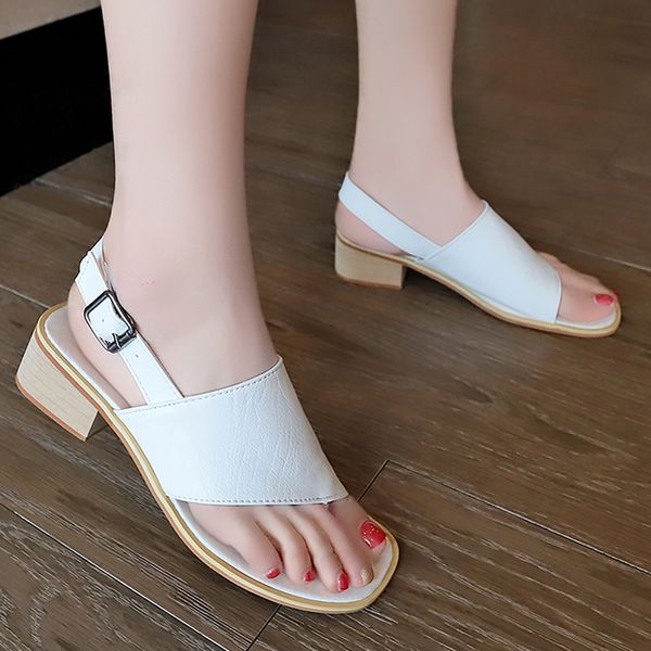 

wedges shoes for women classic buckle strap open toe woman sandal pu leather soft casual walking shoes sandalias mujer 2020, Black
