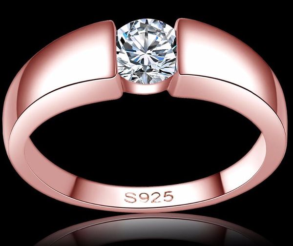 Alta qualidade rose gold filled zircon anéis de pedra Top Design engagement Banda amantes Anel para Mulheres Homens