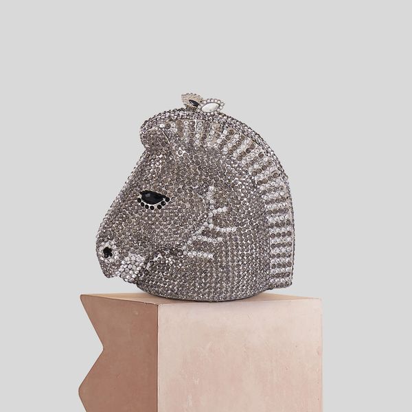 

лошадь глава стиль женщин мешка вечер кристалл rhinestone алмазного шипованная сияющее искрение heavy лидирующая партия сцепление кошелек
